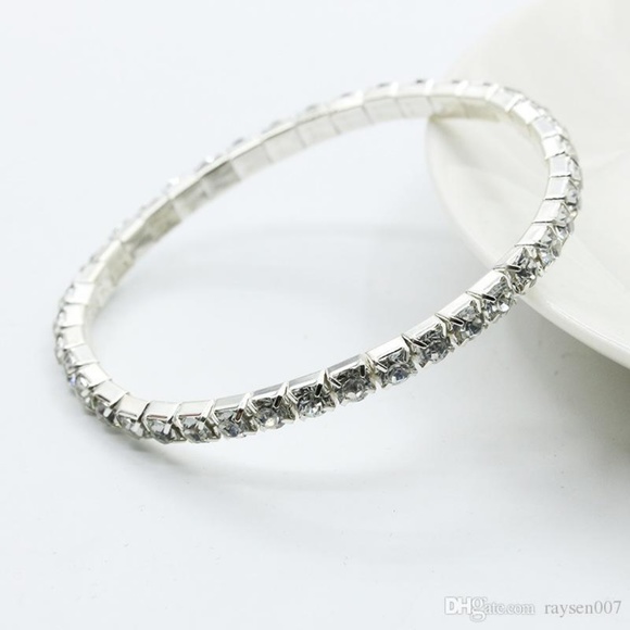 Cherryl's Jewelry - Simple One Row Stretch Rhinestone Bracelet Cherryl's Jewelry - Simple One Row Stretch Rhinestone Bracelet